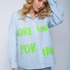 EMILY Blue Striped With Print