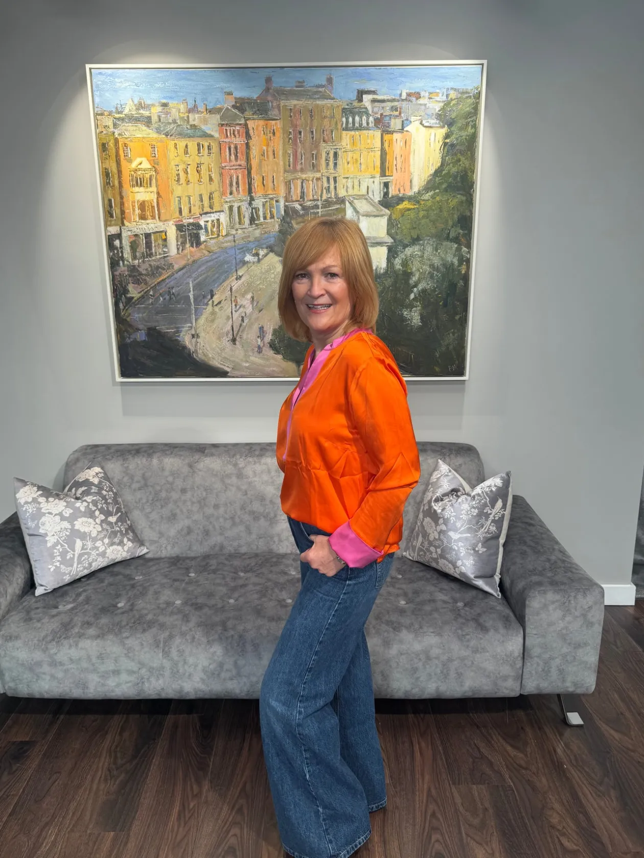 emily_orange_amp_pink_tri_2.webp EMILY Orange & Pink Trim Blouse