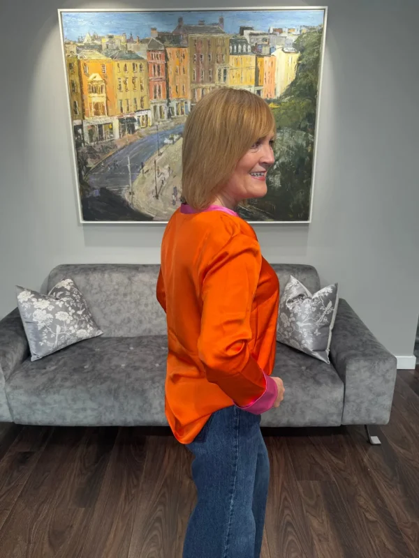 EMILY Orange & Pink Trim Blouse