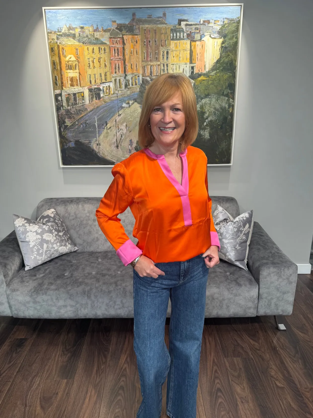 emily_orange_amp_pink_tri_5.webp EMILY Orange & Pink Trim Blouse