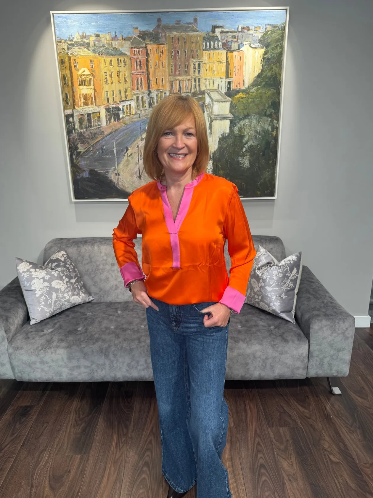 emily_orange_amp_pink_tri_6.webp EMILY Orange & Pink Trim Blouse