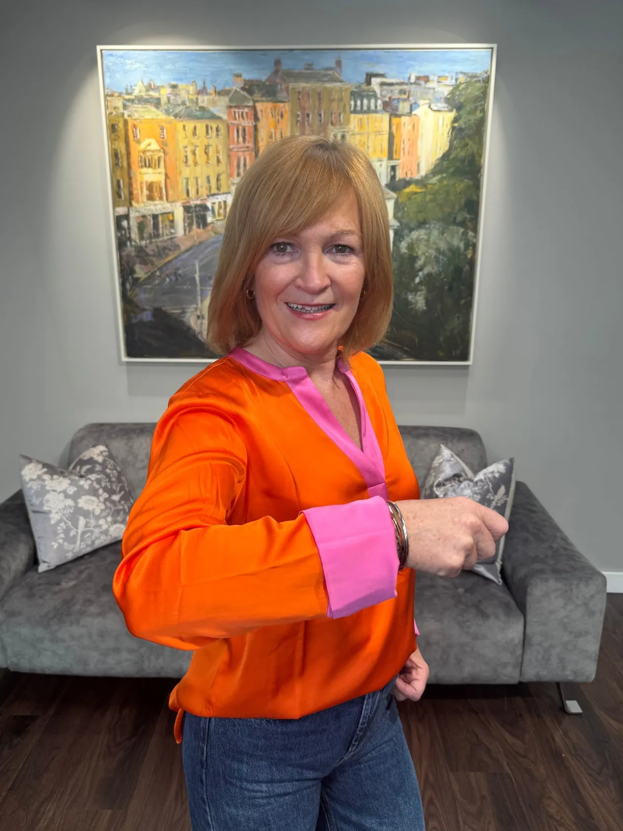 emily_orange_amp_pink_tri_7.webp EMILY Orange & Pink Trim Blouse