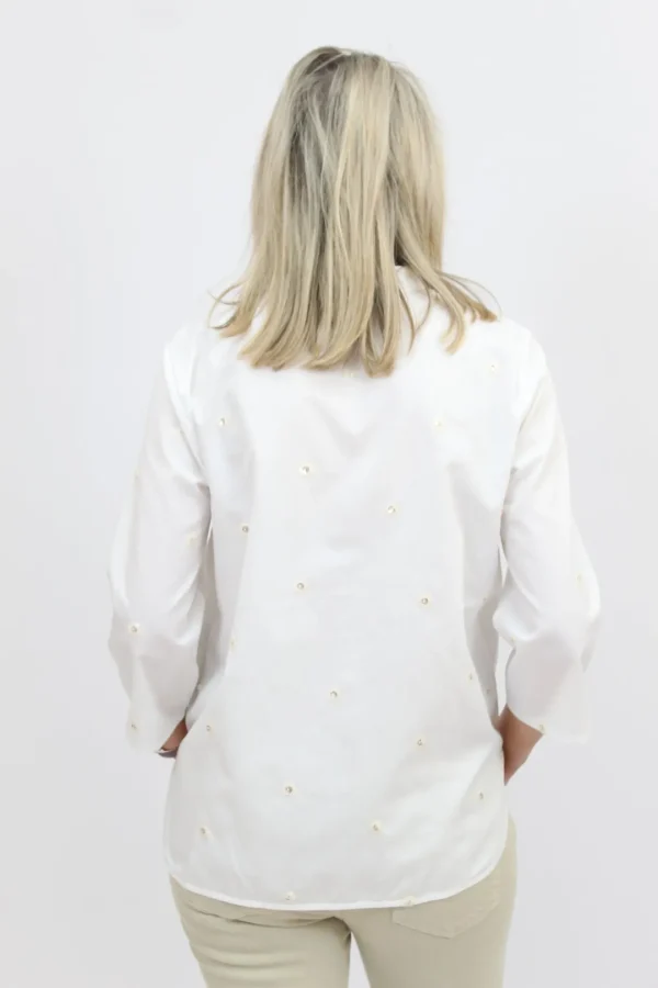 EMME White Blouse Rhinestone Detail