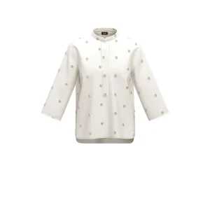 EMME White Blouse Rhinestone Detail