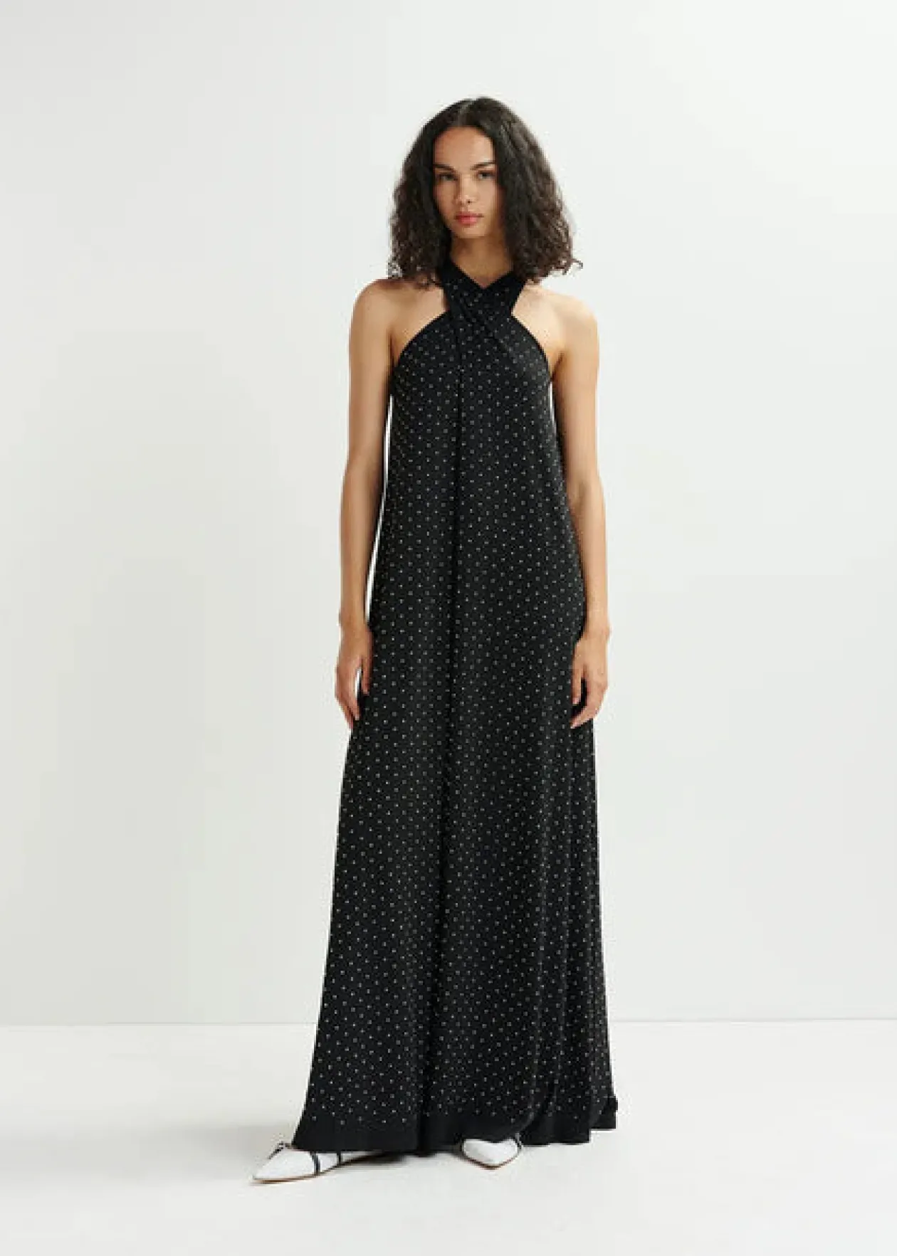 essentiel_black_halter_ne_0.webp ESSENTIEL Black Halter Neck Maxi-Length Dress