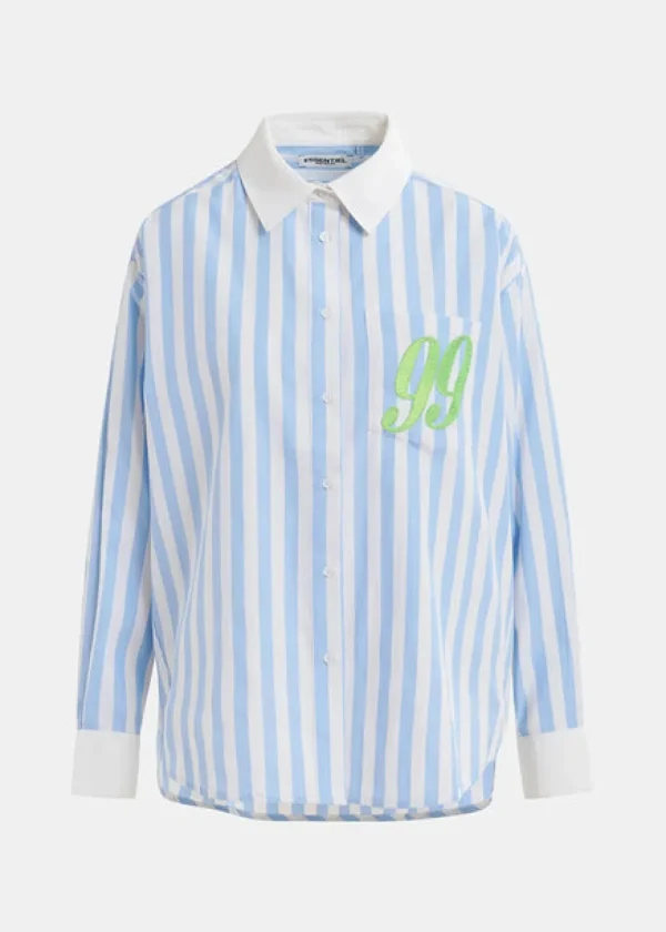 ESSENTIEL Blue & White Pinstripe Shirt