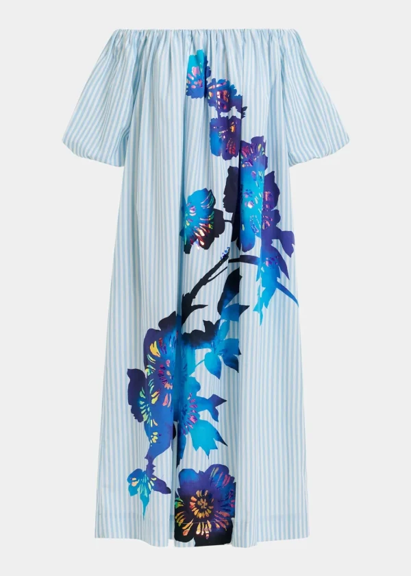 ESSENTIEL Blue Foil Print Wide Dress