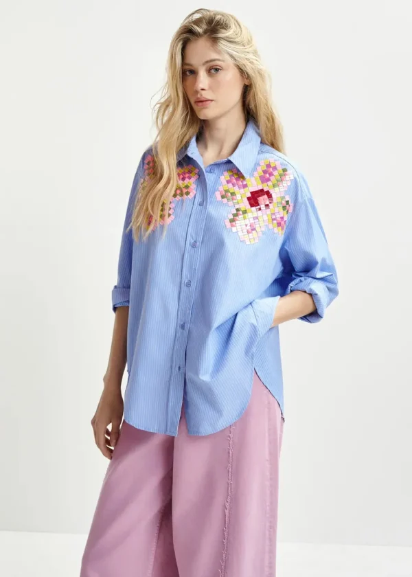 ESSENTIEL Blue Pinstripe Shirt