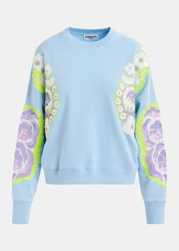 ESSENTIEL Blue Sweatshirt With Sequin