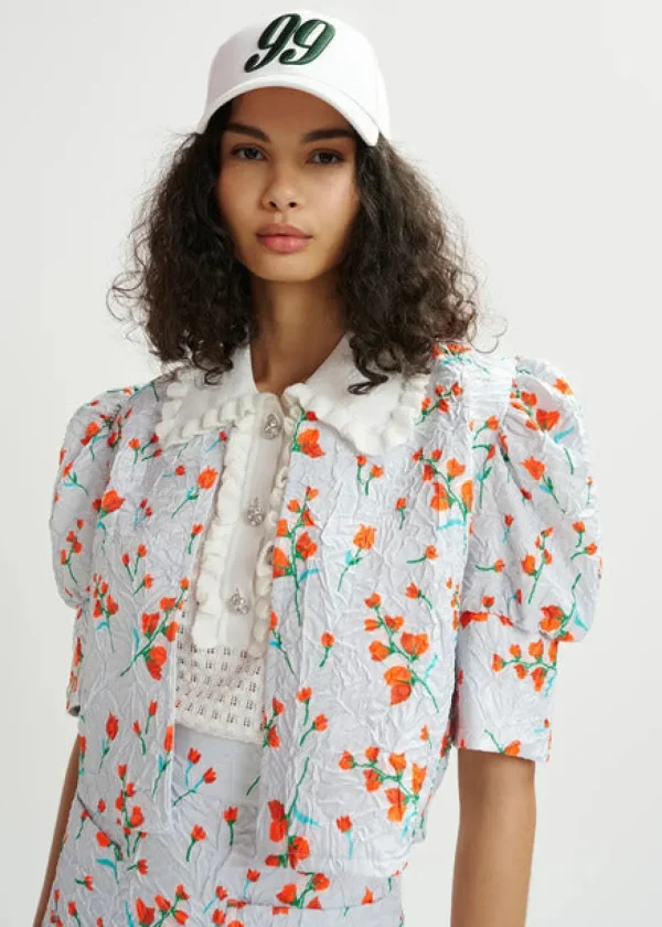 ESSENTIEL Floral Jacket With Puffed Sleeves