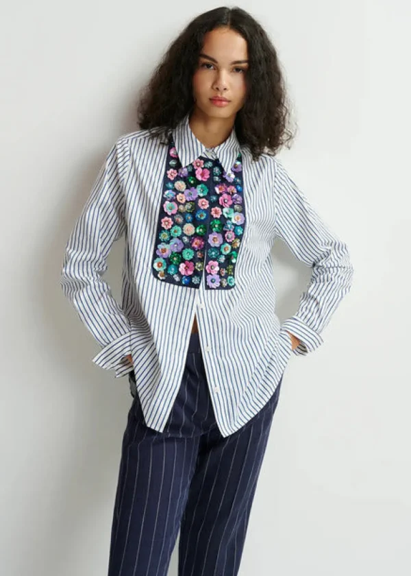 ESSENTIEL Pinstripe Shirt With Sequins