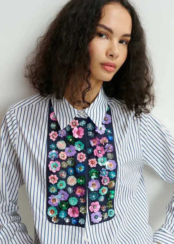 ESSENTIEL Pinstripe Shirt With Sequins