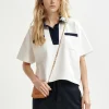 ESSENTIEL White Top With with sequin and beads