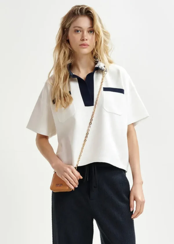 ESSENTIEL White Top With with sequin and beads