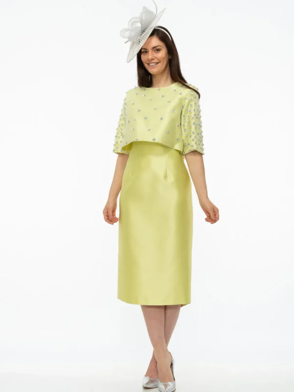 Fely Campo Lime Dress with Embellished Jacket