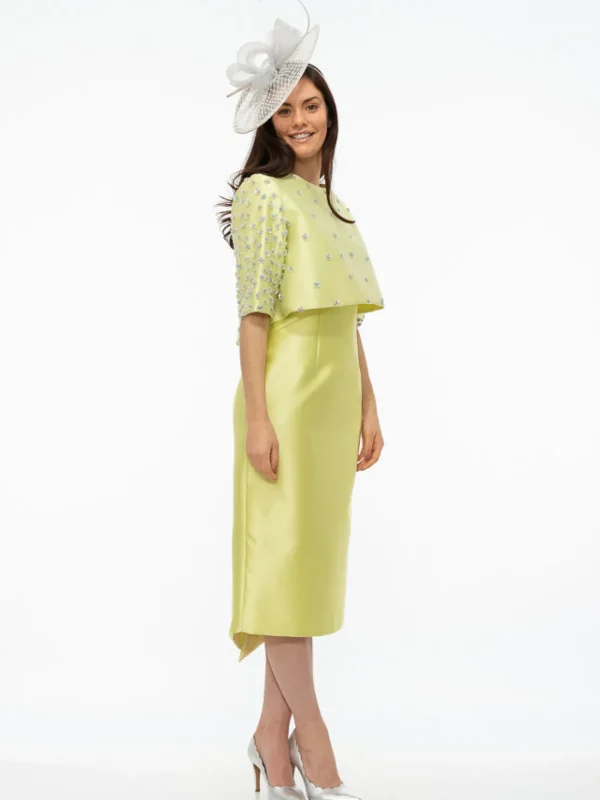 Fely Campo Lime Dress with Embellished Jacket