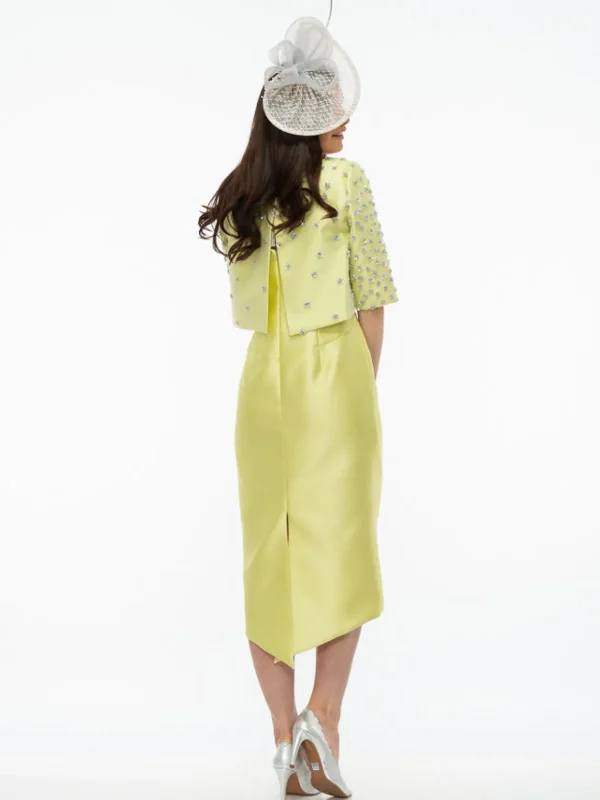 Fely Campo Lime Dress with Embellished Jacket