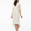 Gabriela Ivory Fish Tail Dress With Lace Sleeves