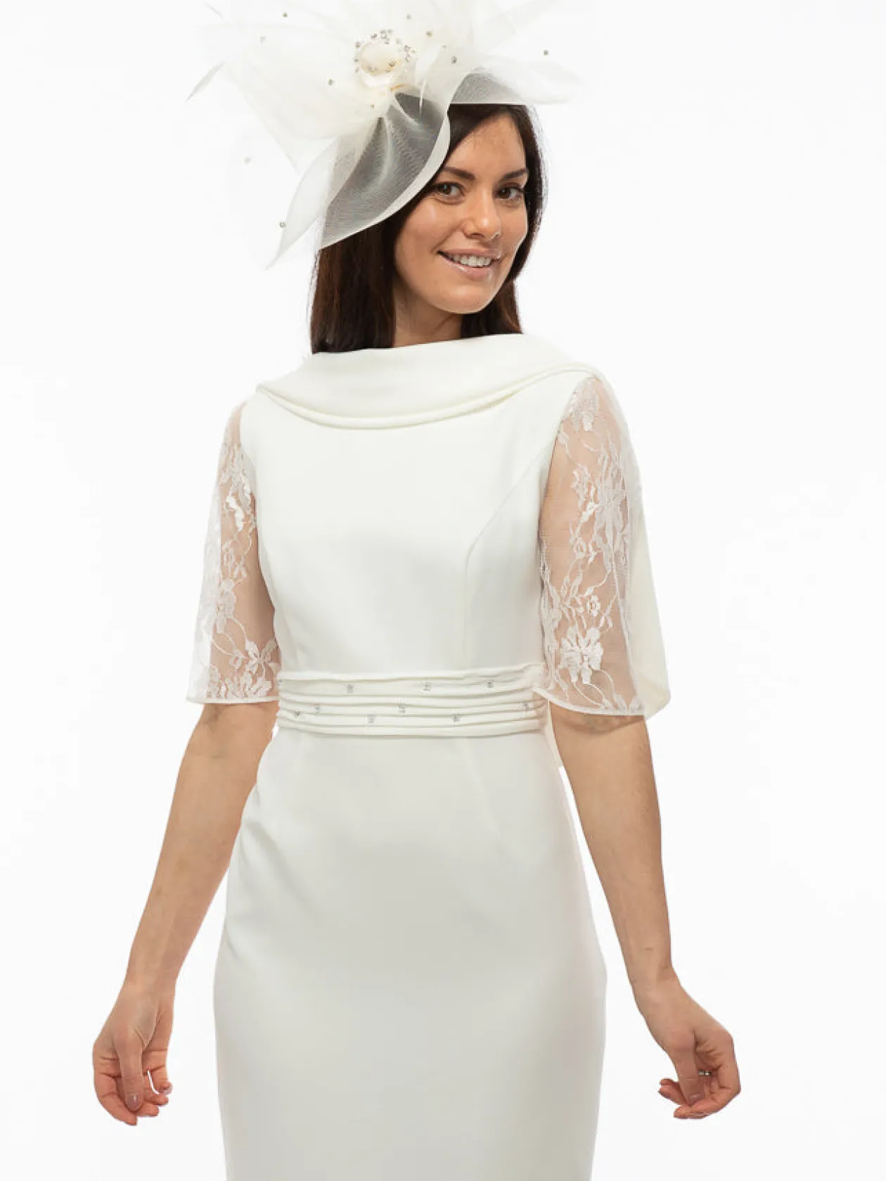 gabriela_ivory_fish_tail__2.webp Gabriela Ivory Fish Tail Dress With Lace Sleeves