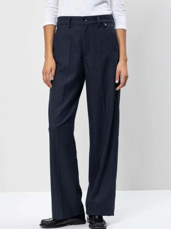 H Navy Pinstripe Pants