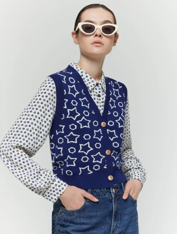 IBLUES Navy Blue Star Waistcoat