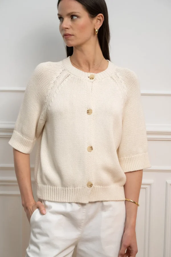 JEFF Cream Short-Sleeve Cardigan