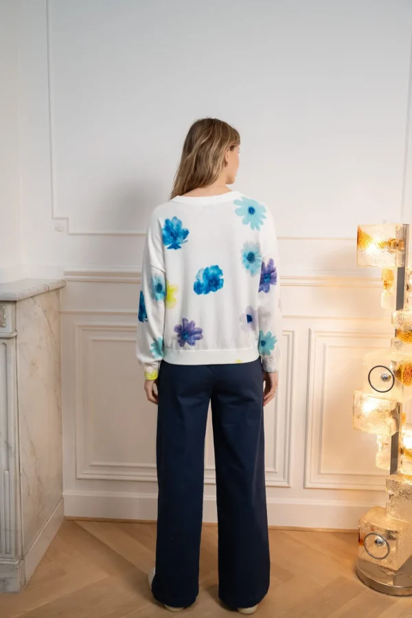 JEFF Floral White Sweater