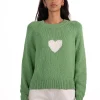 JEFF Green Jumper With A White Heart