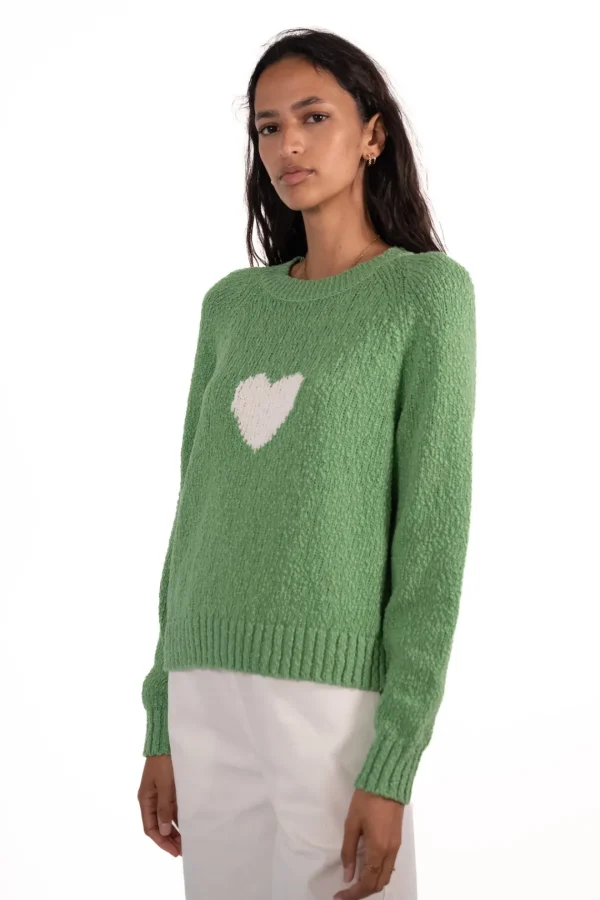 JEFF Green Jumper With A White Heart