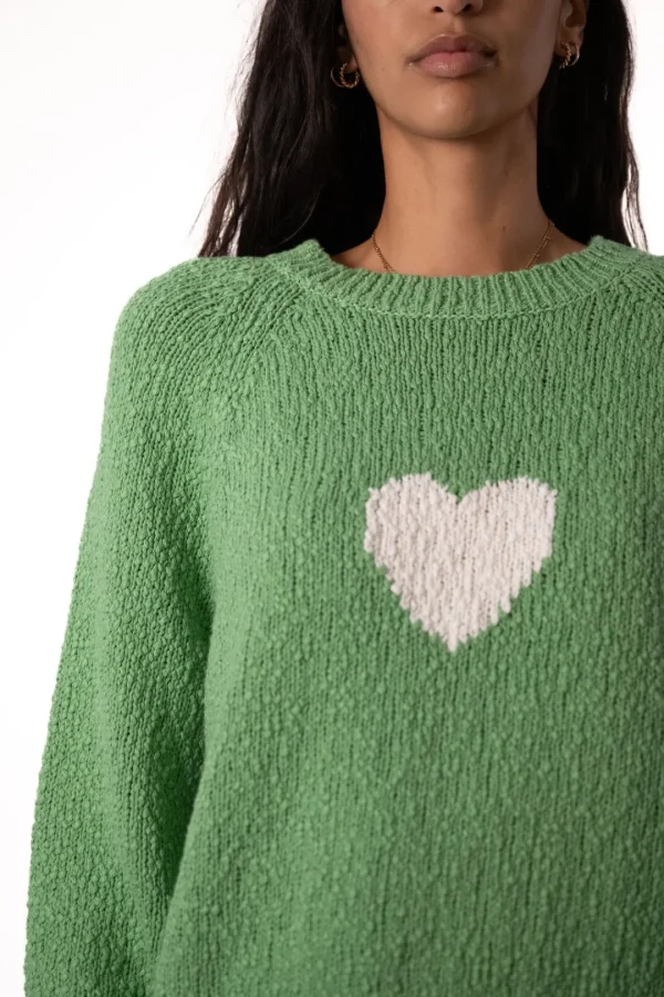 JEFF Green Jumper With A White Heart