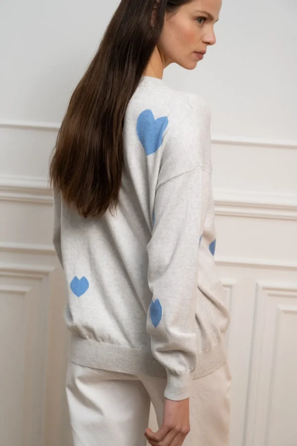JEFF Grey Jumper With Blue Hearts