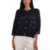JEFF Navy Cardigan With White Stitching