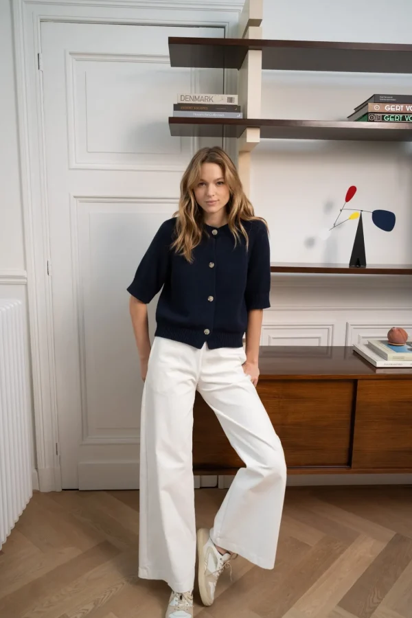 JEFF Short-Sleeve Navy Cardigan