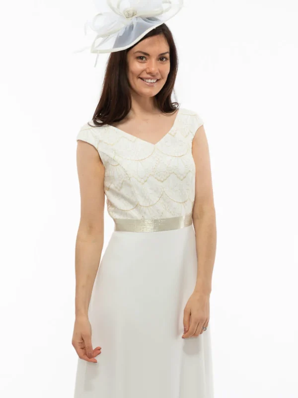 Linea Raffaelli Lace Bodice Ivory Full Skirt Dress