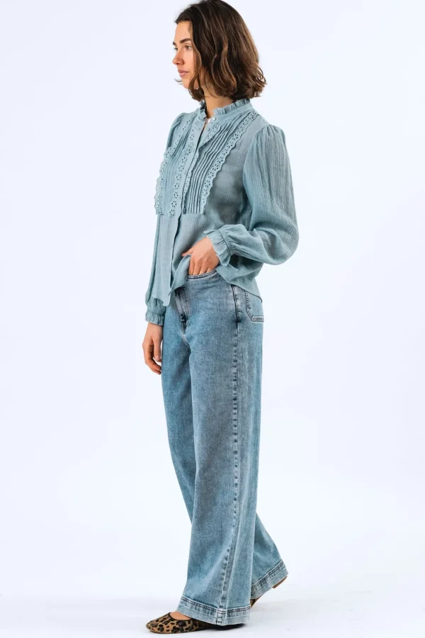 LOLLY'S LAUNDRY Dusty Blue Blouse