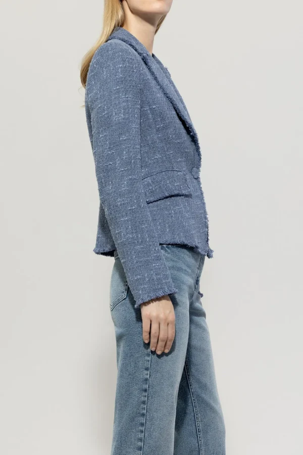 LUISA CERANO Blue Vintage Tweed Blazer