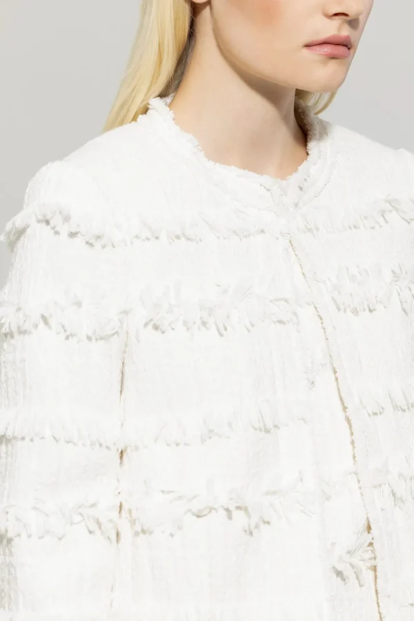 LUISA CERANO White Jacket With Fringes