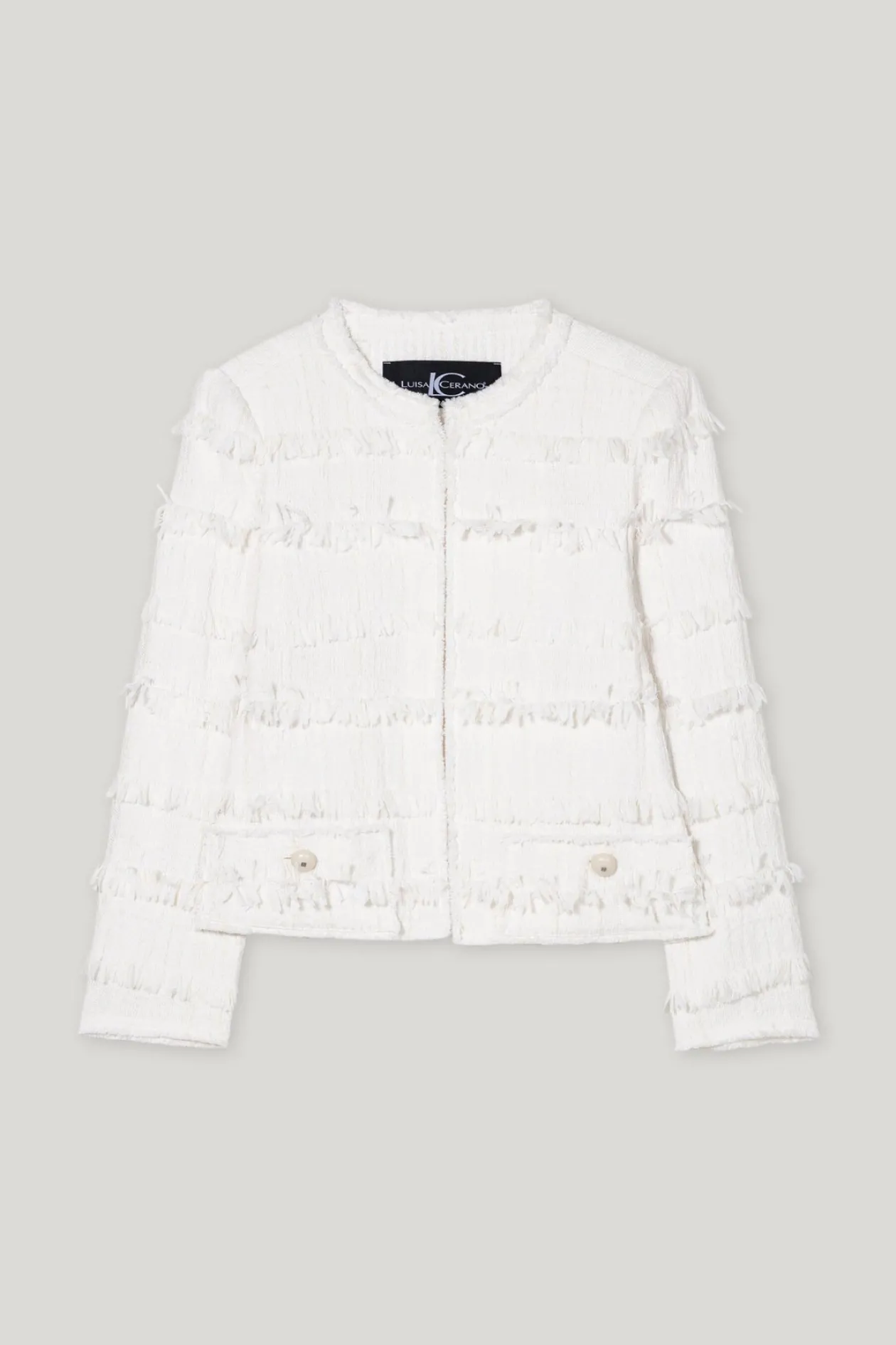 luisa_cerano_white_jacket_4.webp LUISA CERANO White Jacket With Fringes