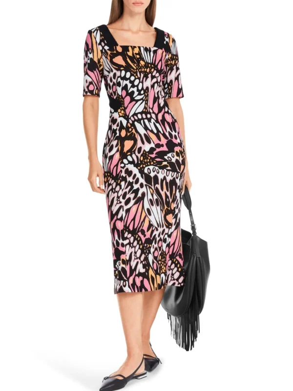 MARC CAIN Black Dress With Colourful Butterfly Design