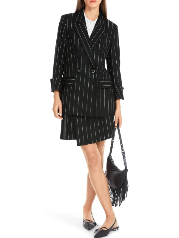 MARC CAIN Black With White Stripes Jacket