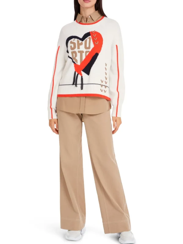 MARC CAIN Cream Heart Sweater