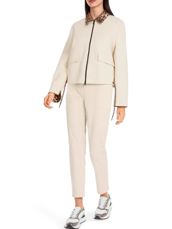 MARC CAIN Cream Jacket With Leopard Print