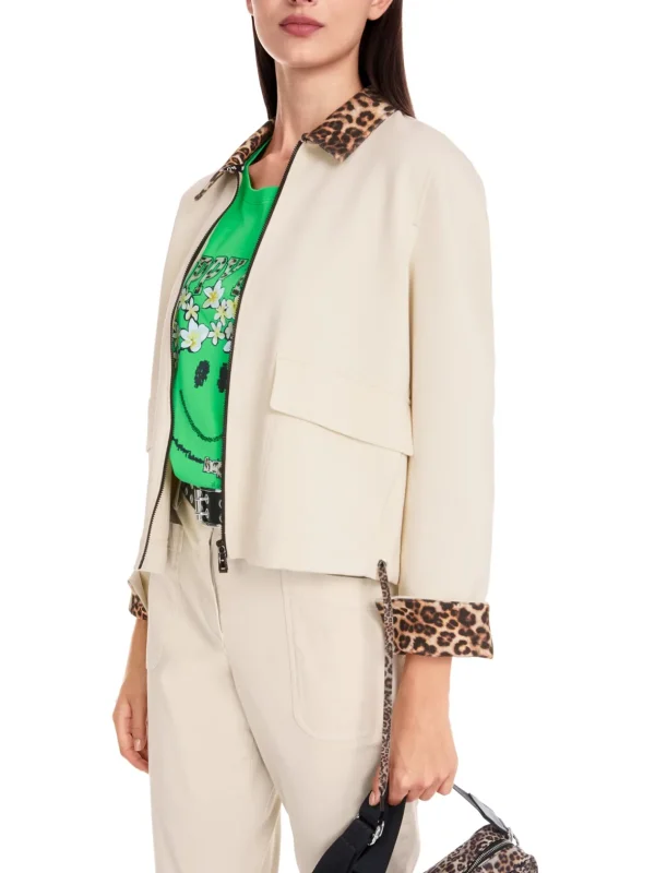 MARC CAIN Cream Jacket With Leopard Print
