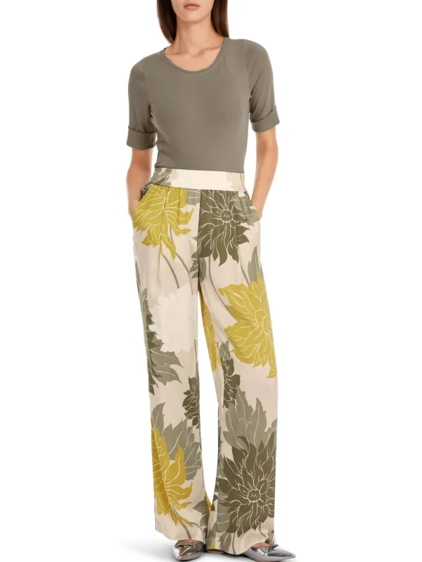 MARC CAIN Floral Fine Silk Trousers