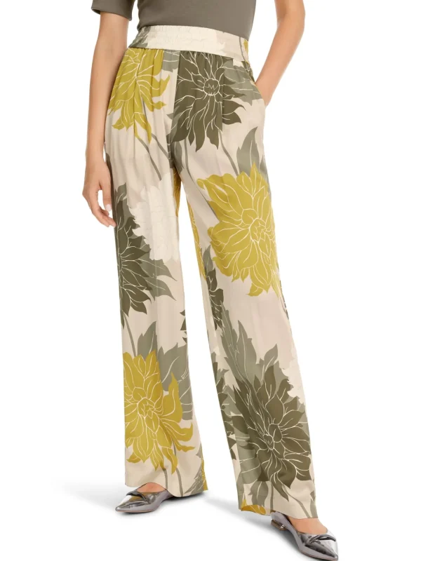 MARC CAIN Floral Fine Silk Trousers