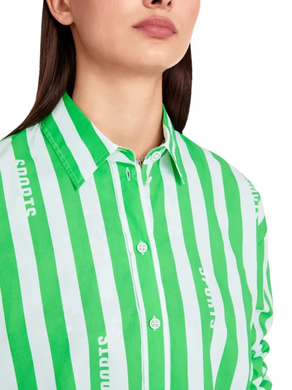 MARC CAIN Green & White Striped Shirt