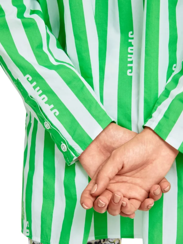 MARC CAIN Green & White Striped Shirt