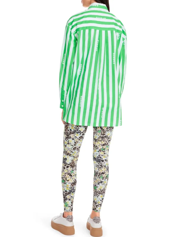 MARC CAIN Green & White Striped Shirt