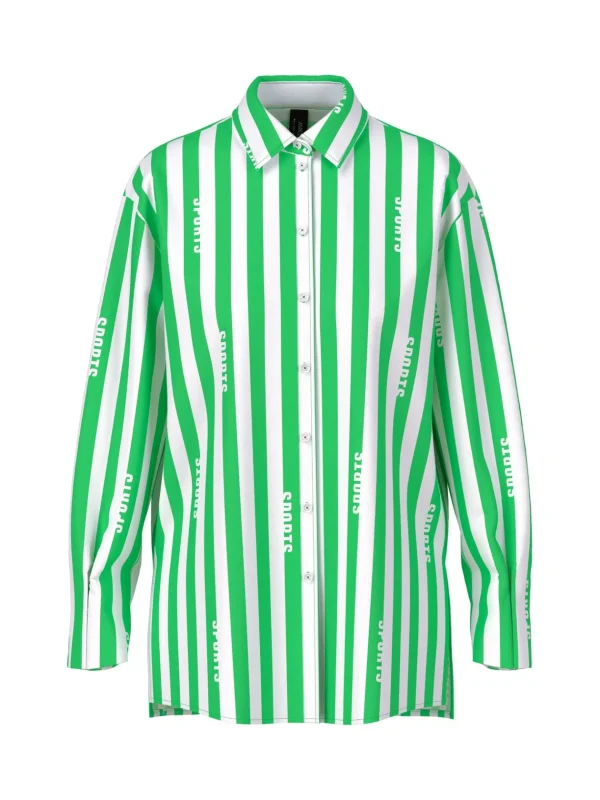 MARC CAIN Green & White Striped Shirt