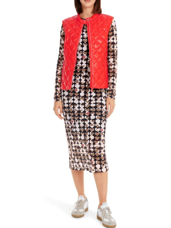 MARC CAIN Navy Midi Dress With Hearts